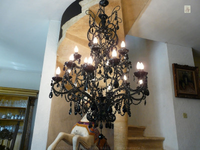 Black crystal chandelier...