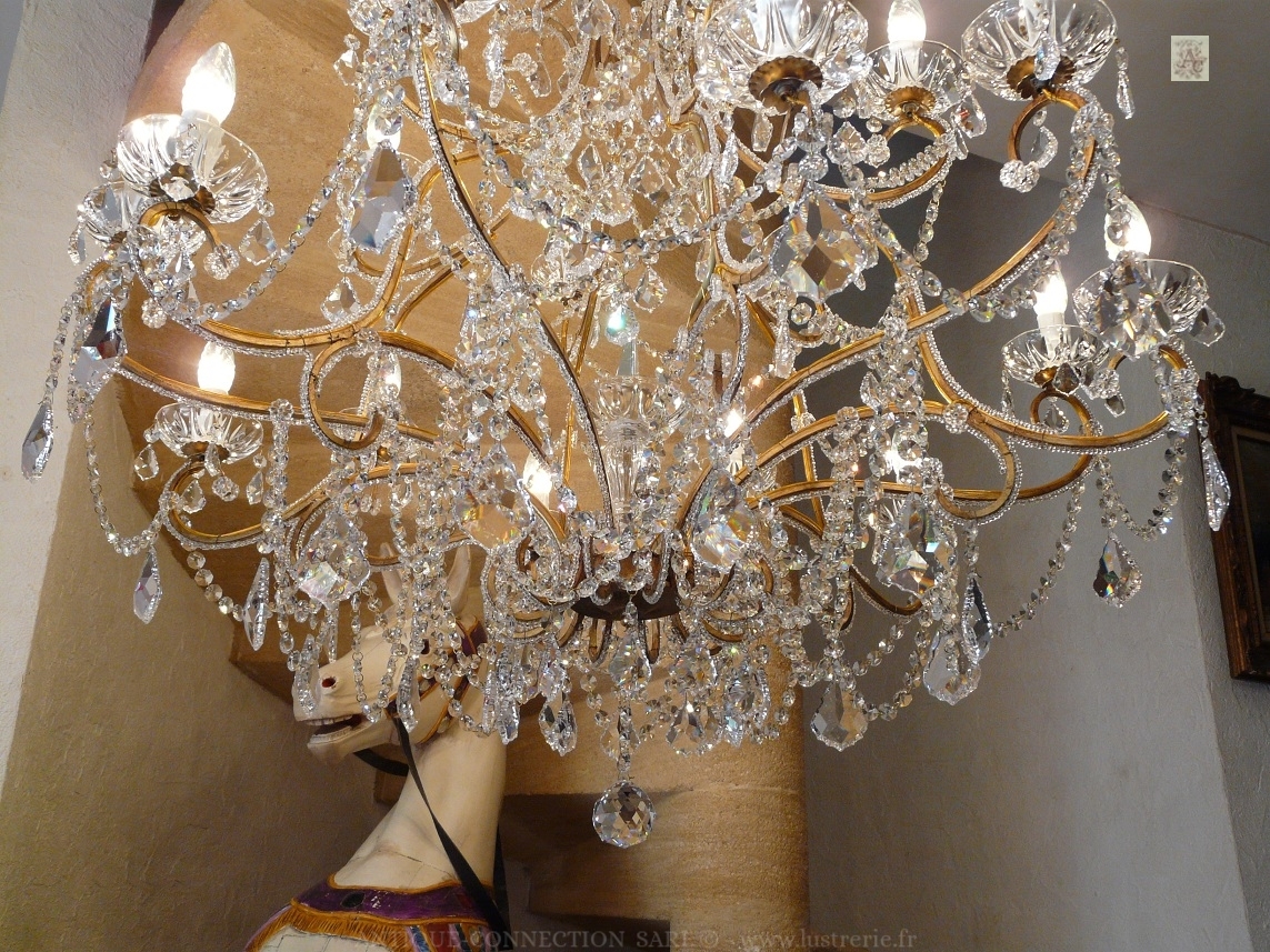 shop of antiques chandeliers with crystal