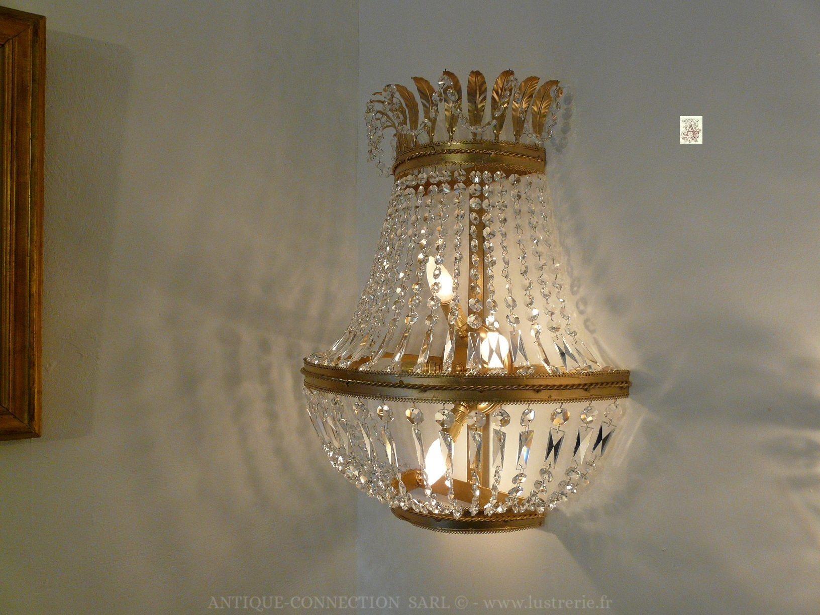 lustre ancien à pampille de cristal
