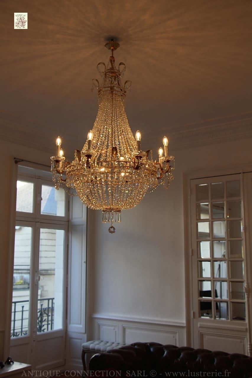 antique chandelier with crystal drops