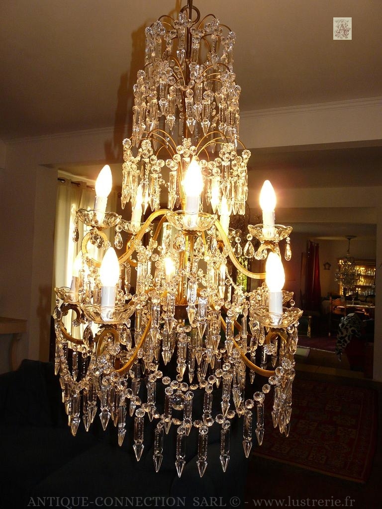 antique chandelier with crystal drops