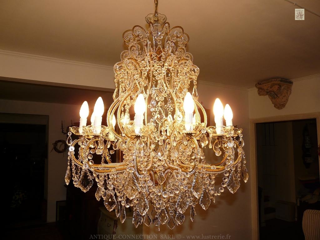 antique chandelier with crystal drops
