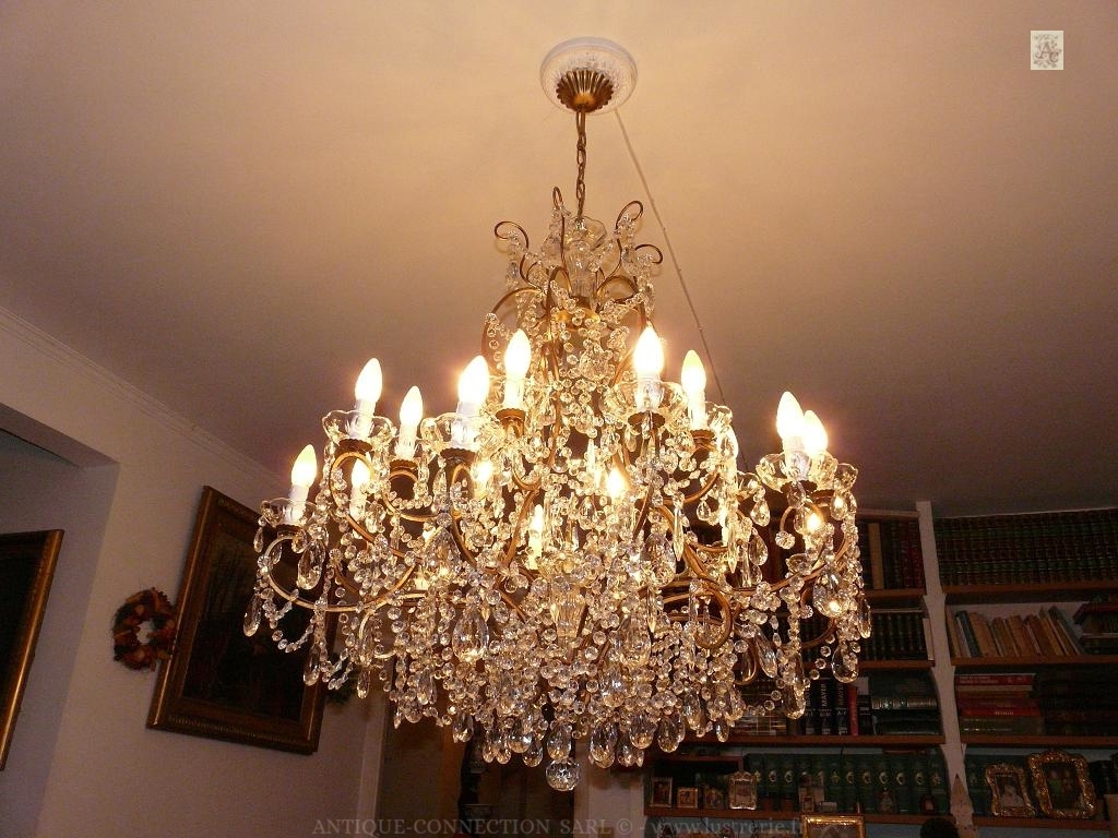 shop of antiques chandeliers with crystal