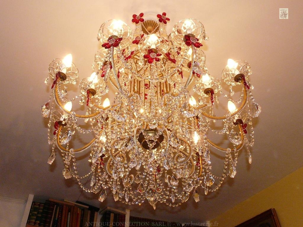 shop of antiques chandeliers with crystal