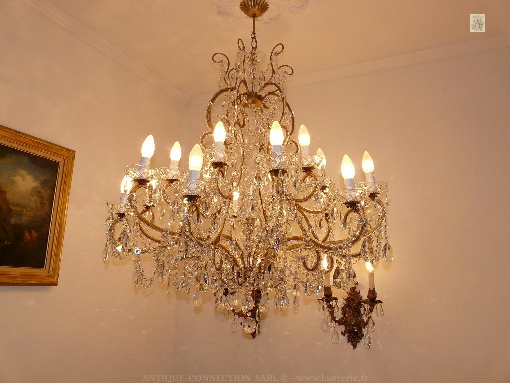 antique chandelier with crystal drops