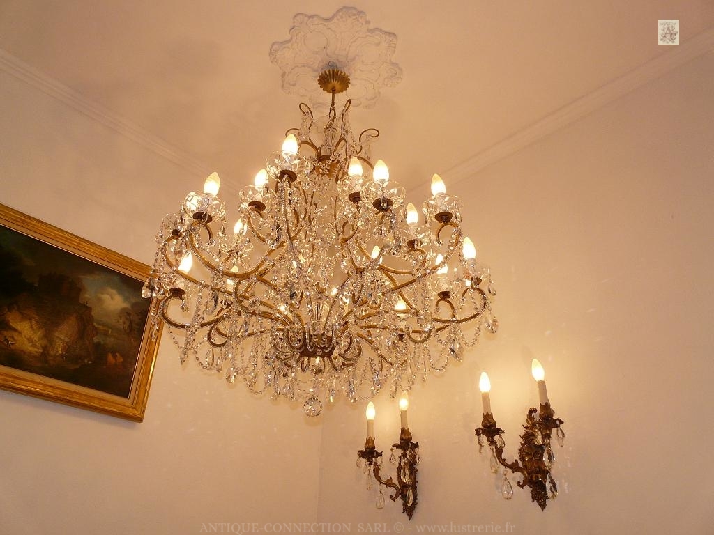 shop of antiques chandeliers with crystal