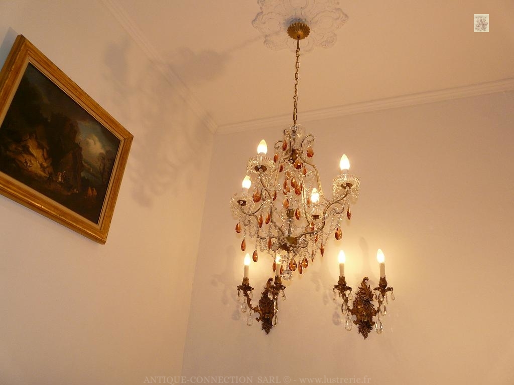 shop of antiques chandeliers with crystal
