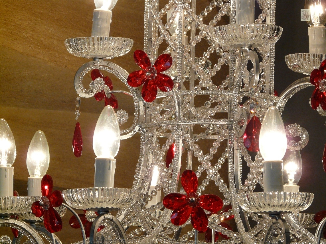 shop of antiques chandeliers with crystal