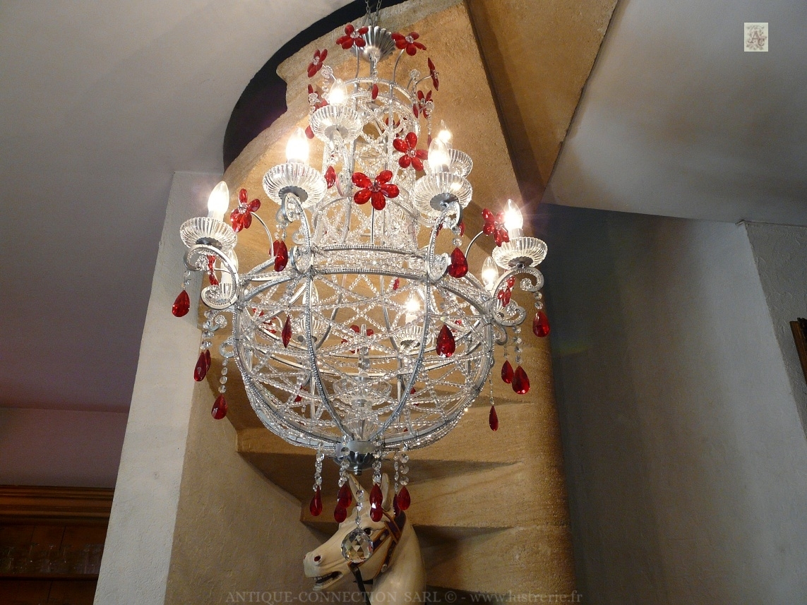 antique chandelier with crystal drops