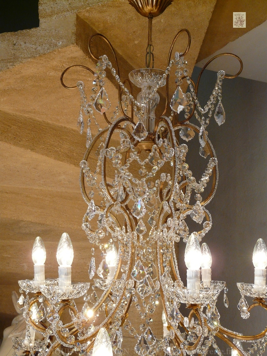 antique chandelier with crystal drops