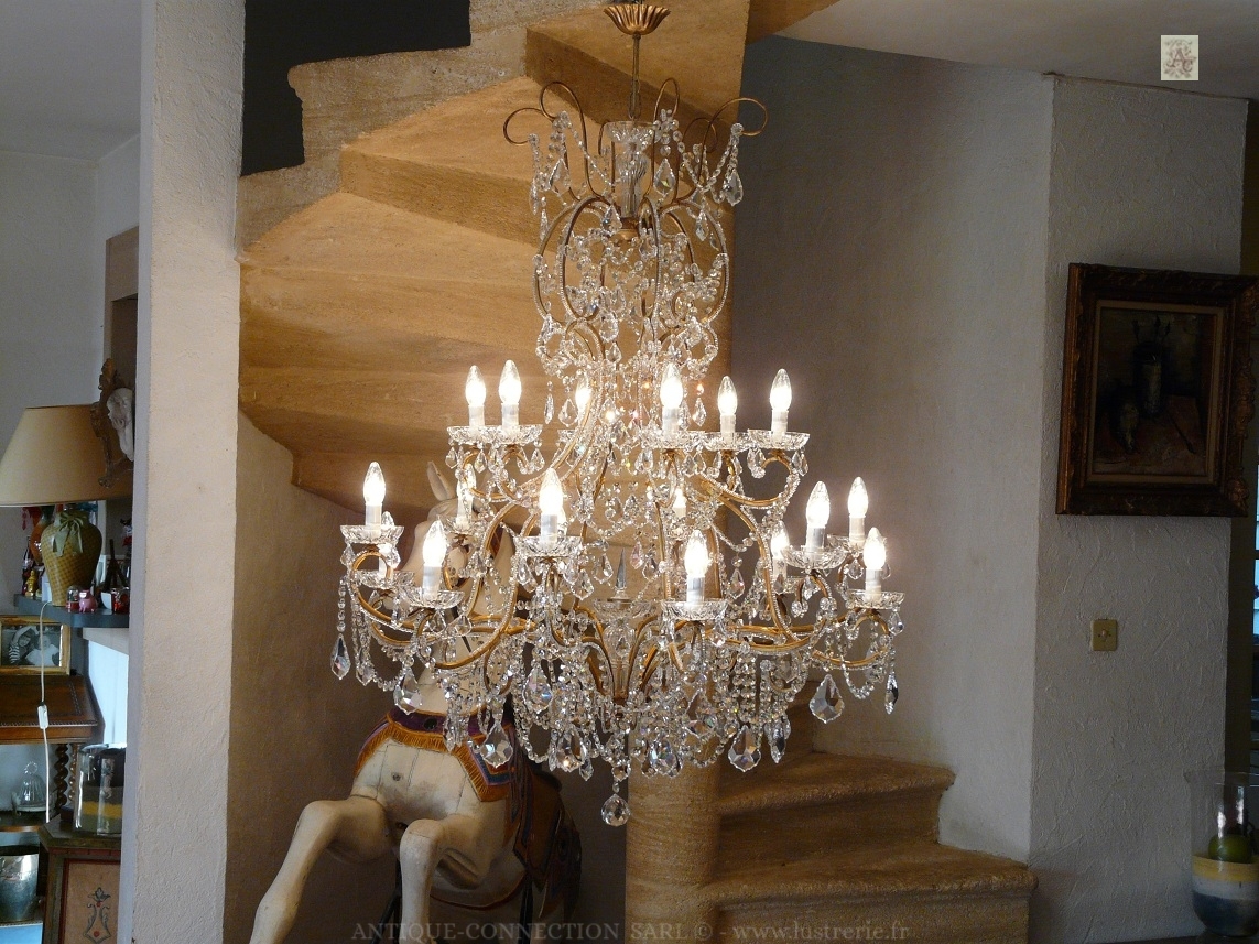 antique chandelier with crystal drops