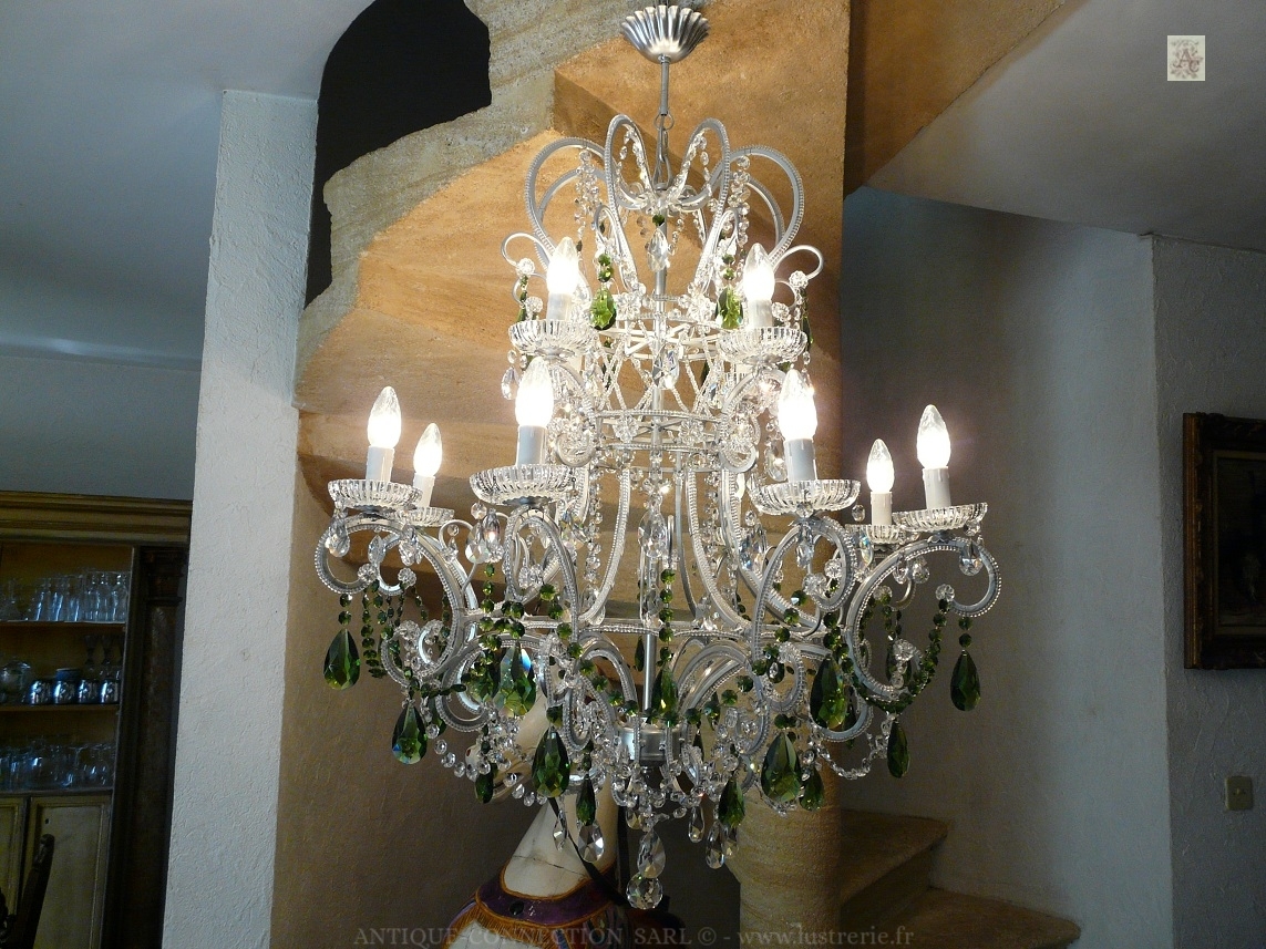 antique chandelier with crystal drops