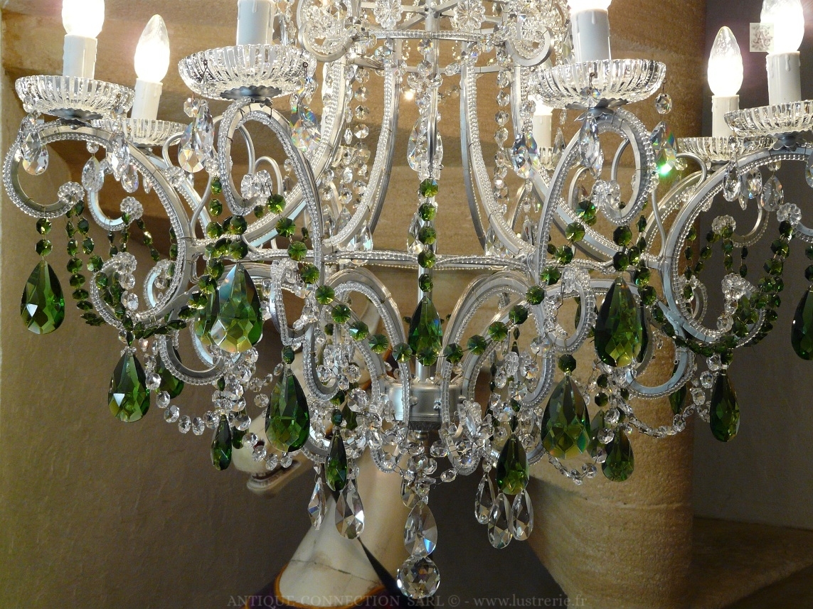 shop of antiques chandeliers with crystal