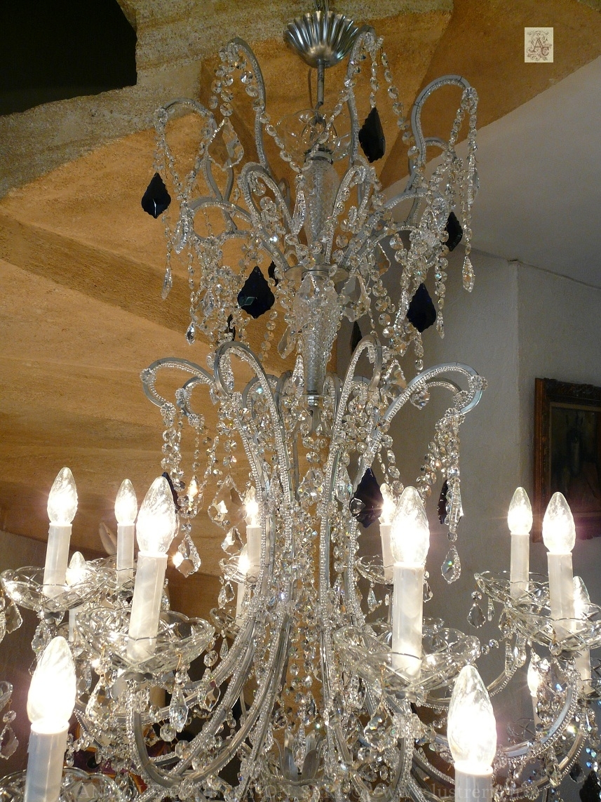 shop of antiques chandeliers with crystal