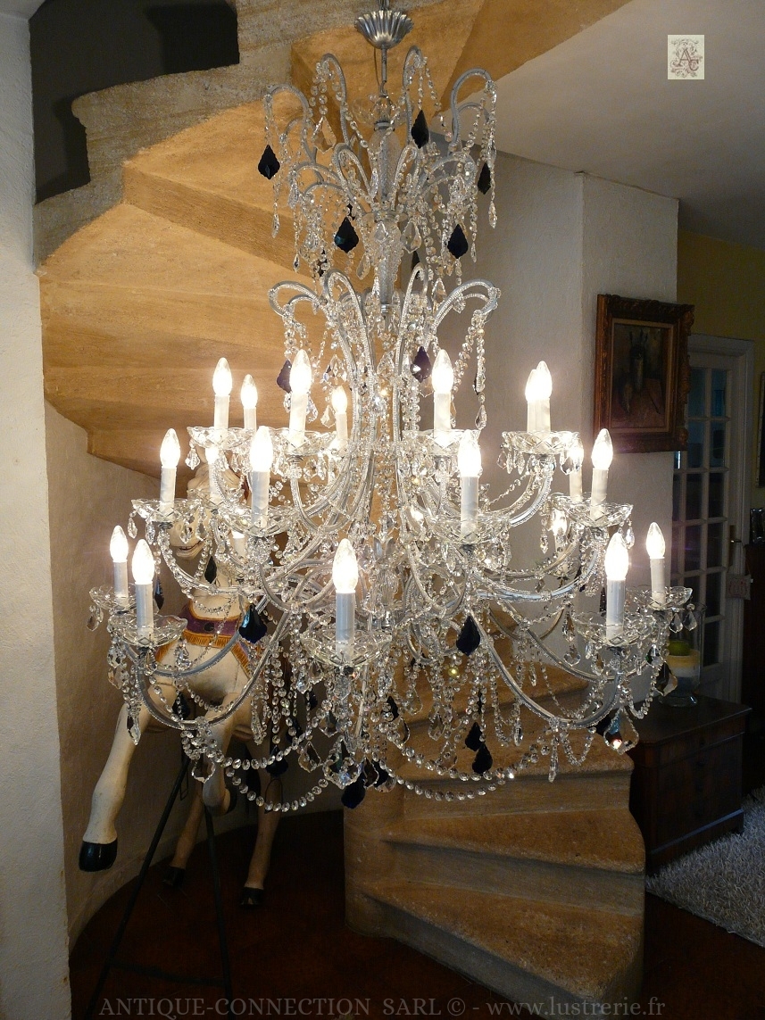 antique chandelier with crystal drops
