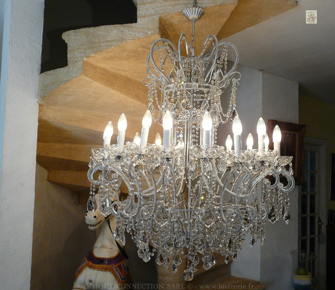 antique chandelier with crystal drops