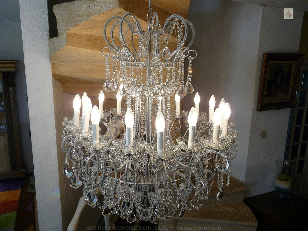 shop of antiques chandeliers with crystal