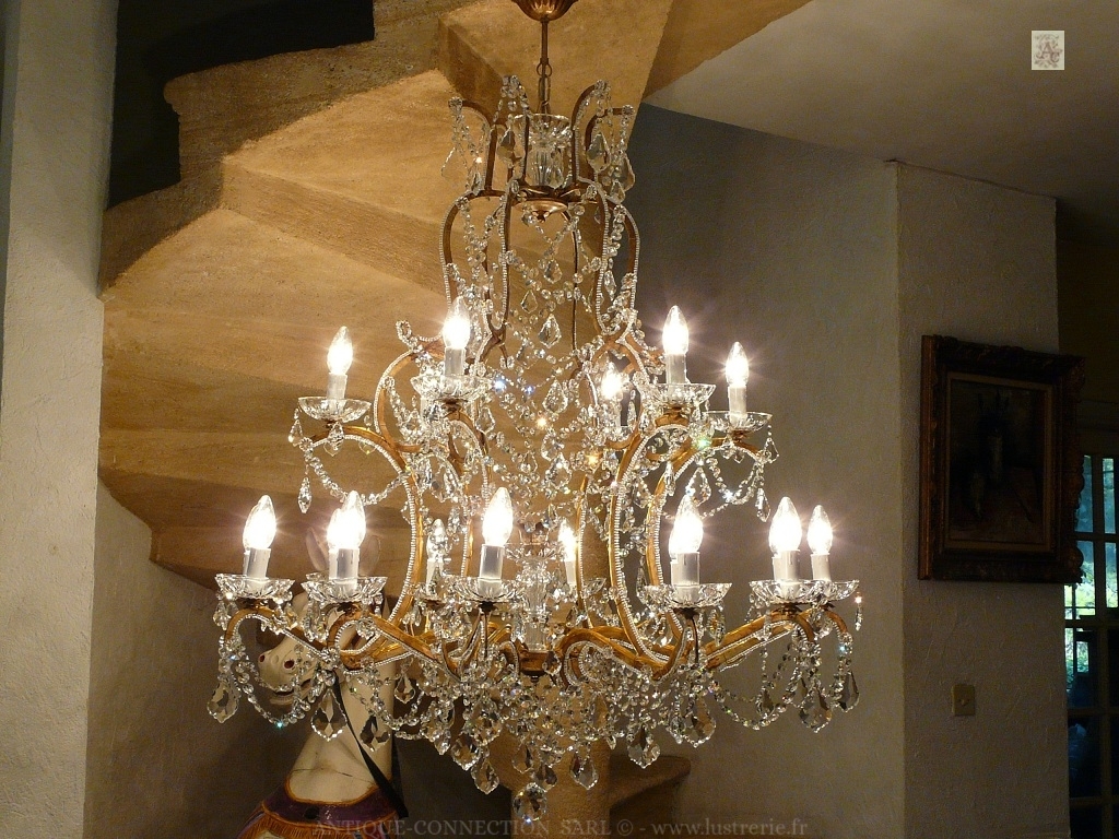 antique chandelier with crystal drops