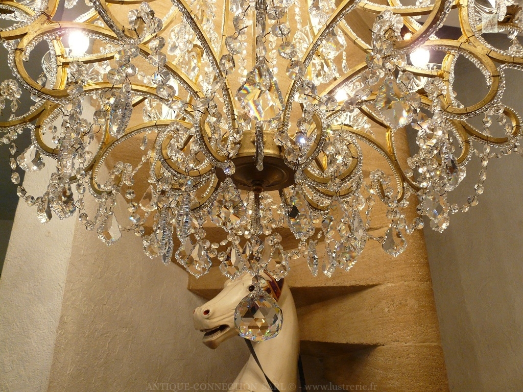 shop of antiques chandeliers with crystal