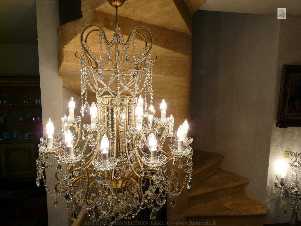 antique chandelier with crystal drops