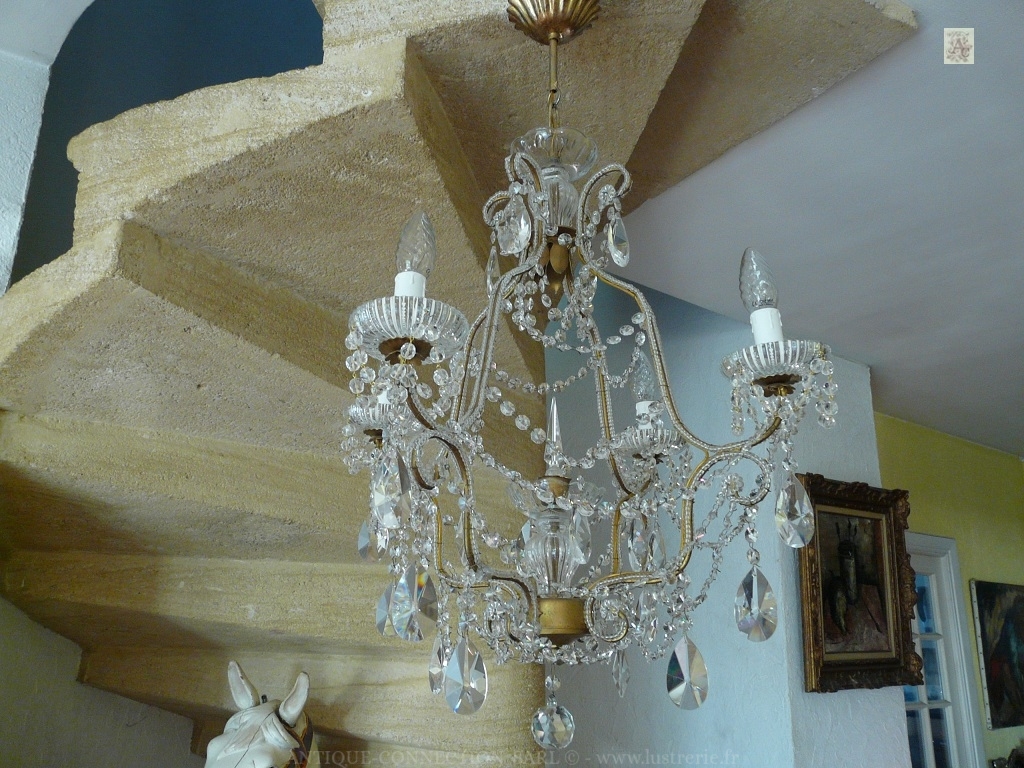 antique chandelier with crystal drops