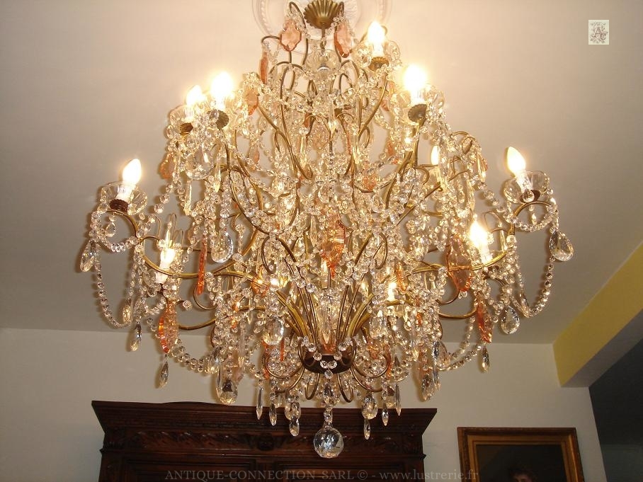 antique chandelier with crystal drops