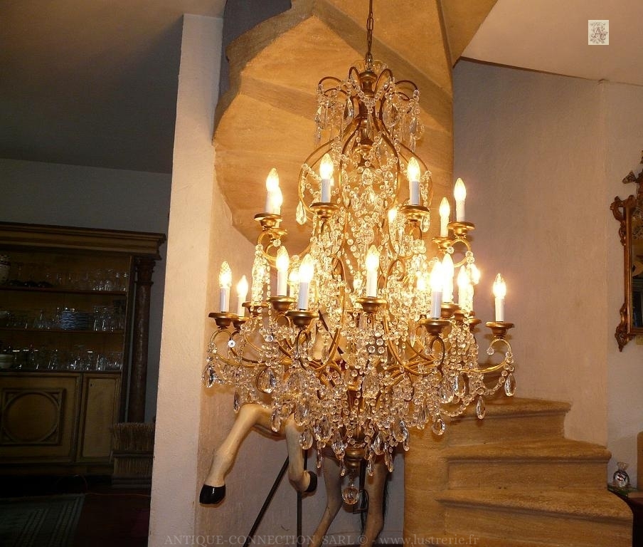 antique chandelier with crystal drops