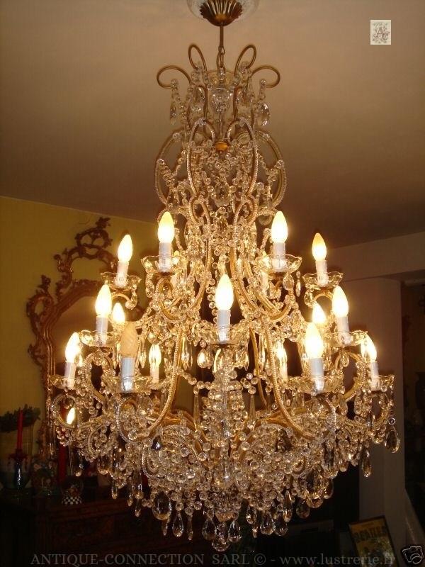 antique chandelier with crystal drops